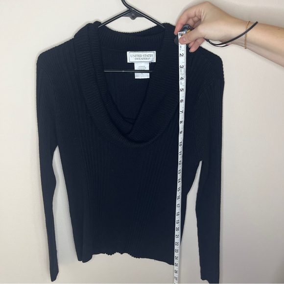 United States sweater Black cowl neck Long Sleeve Turtleneck sweater Women Large - Picture 2 of 5